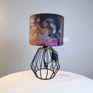 Nachttischlampe handbemalt mit Tölter