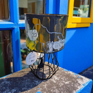 Nachttischlampe handbemalt mit Tölter