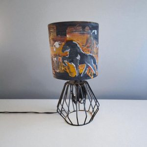 Nachttischlampe handbemalt mit Tölter