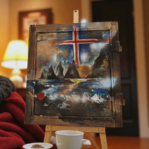 Altes Fenster handbemalt