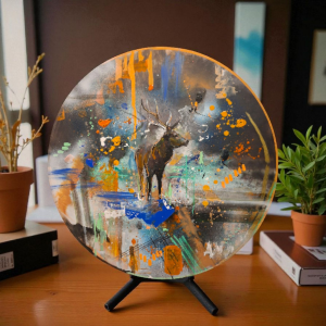 Wandbild Hirsch rund